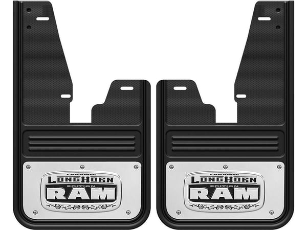 Gatorback RAM Longhorn Logo No Drill Front Mud Flaps - with OEM Fender Flares