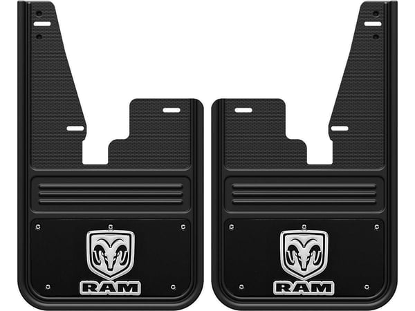 Gatorback RAM Ramhead Logo with Black Wrap No Drill Front Mud Flaps - without OEM fender flares