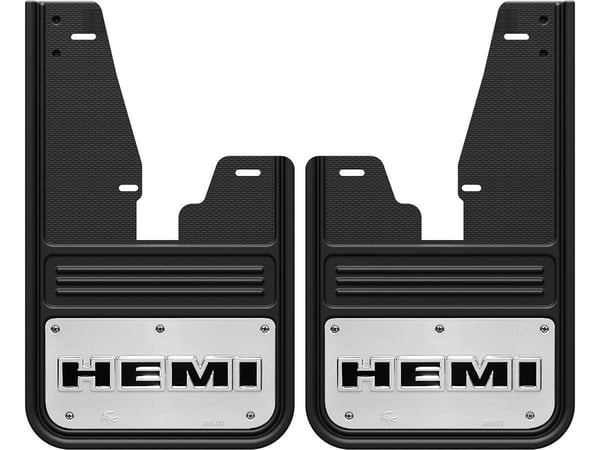 Gatorback Hemi Logo No Drill Front Mud Flaps - with OEM Fender Flares