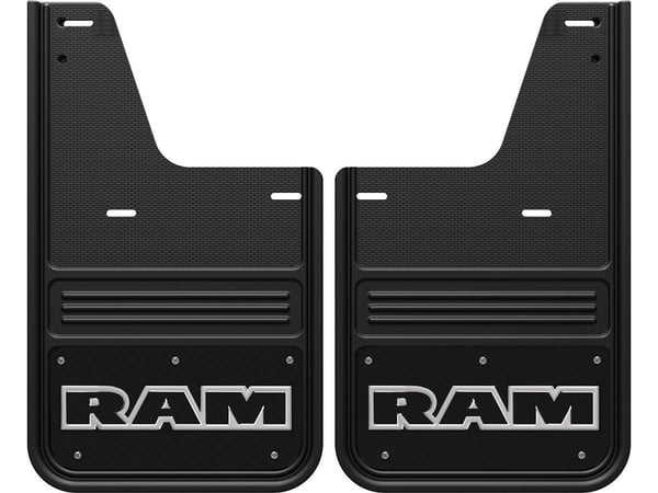 Gatorback 12"x20" RAM Text with Black Wrap Logo No Drill Rear Mud Flaps