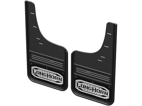 RAM Gatorback Longhorn Logo with Black Wrap No Drill Rear Mud Flaps