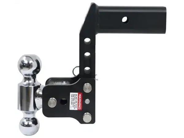 B&W Tow & Stow Adjustable Dual Ball Mount - 2.5" Receiver - 2in. & 2 5/16" Ball - 7" Drop - 7.5" Rise - MultiPro Tailgate