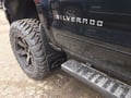  5/8" No-Drill Bowtie Black Wrap Front Mud Flaps - Black Powder Coated