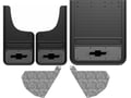 Chevy Silverado 3500HD Bowtie Logo With Gunmetal Finish Gatorback Dually Mud Flap Set