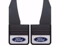 Picture of Truck Hardware Gatorback Blue Ford Oval Mud Flaps - 14" Wide - Anodized Brackets
