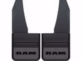 Picture of Truck Hardware Gatorback Gunmetal RAM Text Mud Flaps - 14" Wide - Anodized Brackets