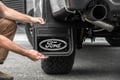 Picture of Truck Hardware Gatorback Black Wrap Ford Oval Plate Mud Flaps - Set of 4 - Fits 2021-2026 Ford F-150