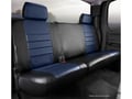 Picture of Fia Oe Custom Seat Cover - Rear Seat - 60 Driver/ 40 Passenger Split Bench - Blue/Black - Solid Backrest - Adjustable Headrests - Center Seat Belt