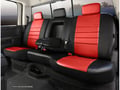 Picture of Fia LeatherLite Custom Seat Cover - Red/Black - Rear - Split Backrest 60/40 - Solid Cushion - Armrest w/Cup Holder - Removable Headrests - Center Seat Belt
