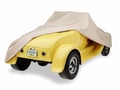 Picture of Custom Fit Car Cover - Dustop Taupe - w/Visor - w/Sidemounts - w/o Trunk - w/o Slant Windows - Sedan - Without Spare Tire - With Outside Spare Tire