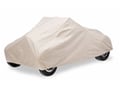 Picture of Custom Fit Car Cover - Dustop Taupe - w/Visor - w/o Sidemounts - w/o Trunk - w/o Slant Windows - No Mirror Pockets - Sedan - Without Spare Tire - With Outside Spare Tire