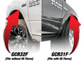 Gatorback RAM Text with Black Wrap Logo No Drill Front Mud Flaps - with OEM Fender Flares