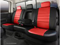 Picture of Fia LeatherLite Custom Seat Cover - Rear Seat - 60 Driver/ 40 Passenger Split Bench - Red/Black - Adjustable Headrests - Center seatbelt - Center Armrest w/Cup Holder - SuperCrew