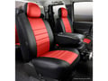 Picture of Fia LeatherLite Custom Seat Cover - Front Seats - 40/20/40 Split Bench - Built-In Seat Belts - Side Airbags - w/Upper/Lower Center Storage Compartments - Non-Removable Headrests - Red/Black