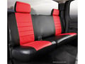 Picture of Fia LeatherLite Custom Seat Cover - Red/Black - Split Seat 60/40 - Solid Backrest - Adjustable Headrests - Built In Center Seat Belt - Crew Cab