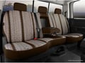 Picture of Fia Wrangler Custom Seat Cover - Saddle Blanket - Brown - Front - Split Seat 40/60 - Adj. Headrests - Built In Seat Belts - Armrest/Storage - Cushion  Has Hump Under Armrest