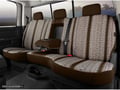 Picture of Fia Wrangler Custom Seat Cover - Saddle Blanket - Brown - Front - Split Seat 60/40 - Adj. Headrests - Airbag - Armrest/Storage - Cushion Cut Out