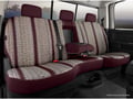 Picture of Fia Wrangler Custom Seat Cover - Saddle Blanket - Wine - Front - Split Seat 40/60 - Armrest/Storage - Cushion Has Hump Under Armrest
