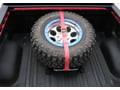 Picture of N-Fab Bed Mounted Tire Carrier - Gloss Black w/Red Rapid Strap - Will Hold A 30-40 in. Tire