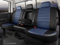 Picture of Fia LeatherLite Custom Seat Cover - Rear Seat - 60 Driver/ 40 Passenger Split Bench - Blue/Black - Center Seat Belt - Armest w/Cup Holder - CrewMax
