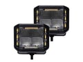 Picture of Go Rhino Blackout Combo Series Lights - 4x3 Cube Sideline - Flood Lights W/Amber - Pair