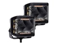 Picture of Go Rhino Blackout Combo Series Lights - 4x3 Cube Sideline - Flood Lights W/Amber - Pair