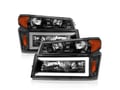 Picture of ANZO Crystal Headlights w/ Light Bar Black Housing 4Pcs