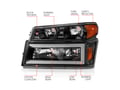 Picture of ANZO Crystal Headlights w/ Light Bar Black Housing 4Pcs
