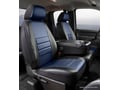Picture of Fia LeatherLite Custom Seat Cover - Front Seat - 40/20/40 Split Bench - Adj. Headrest - Air Bag - Cntr Seat Belt - Armrest/Strg w/Cup Holder - No Cushion Strg - Headrest Cover - Blue/Black
