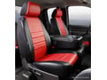 Picture of Fia LeatherLite Custom Seat Cover - Front Seat - 40/20/40 Split Bench - Adj. Headrest - Air Bag - Cntr Seat Belt - Armrest/Strg w/Cup Holder - No Cushion Strg - Headrest Cover - Red/Black