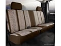 Picture of Fia Wrangler Custom Seat Cover - Saddle Blanket - Rear - Brown - Split Seat 60/40 - Solid Backrest - Adjustable Headrests - Built In Center Seat Belt - Extended Cab